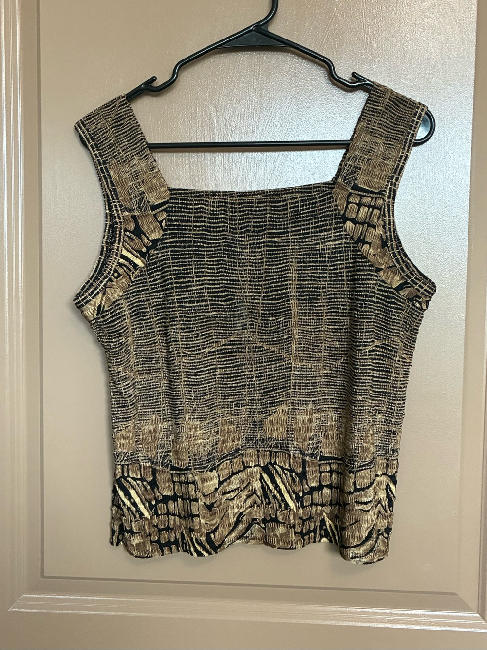Black and Gold Sleeveless Textured Tank and Skirt Set
